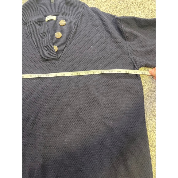 Tommy John Mens Navy Blue Textured Knit Shawl Collar Button Neck Sweater 2XL 2TG - Picture 10 of 11